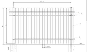 [75' Length] 5' Ornamental Spear Top Complete Fence Package