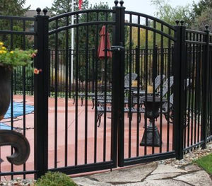 18' Aluminum Ornamental Double Swing Gate - Flat Top Series A - Over Arch