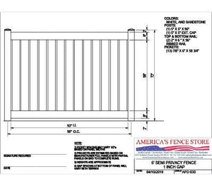 [100' Length] 6' Semi-Privacy 1" Air Space AFC-030 Vinyl Complete Fence Package