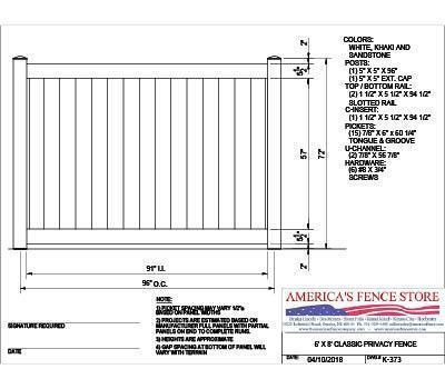 K-373 6' Tall x 8' Wide Privacy Fence - Sandstone