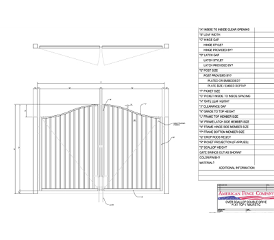 96" x 60" Overscallop Flat Top Double Drive Gate
