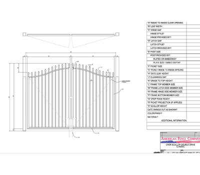 96" x 72" Overscallop Spear Top Double Drive Gate